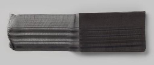 Metreage ribbon of black silk gauze, with woven horizontal lines