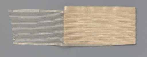 Metre of cream-white silk gauze ribbon with woven zigzag pattern