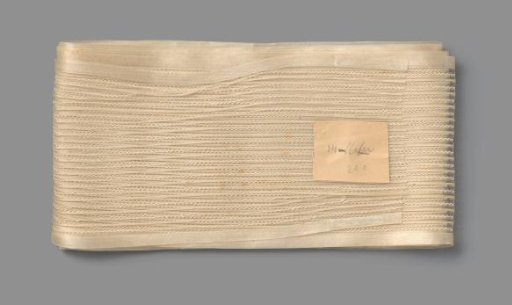 Yardage of Cream-White Silk Gauze Ribbon with Woven Zigzag Pattern