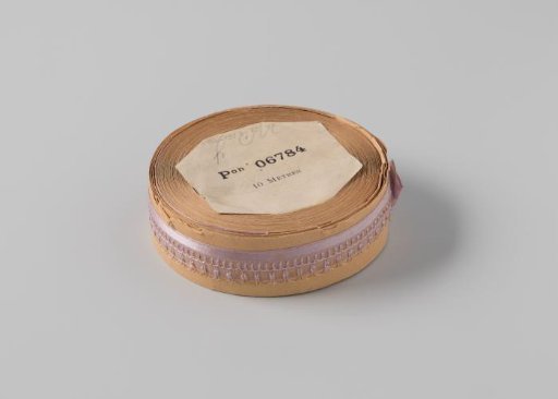 Ribbon on a roll, lilac gauze ribbon with two rows of shells