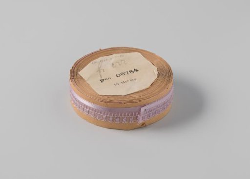 Ribbon on a roll, lilac gauze ribbon with two rows of shells
