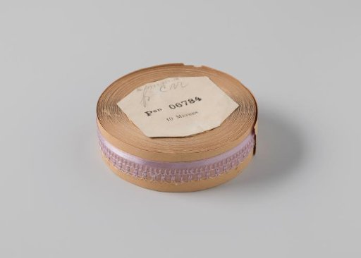 Ribbon on a roll, lilac gauze ribbon with two rows of shells