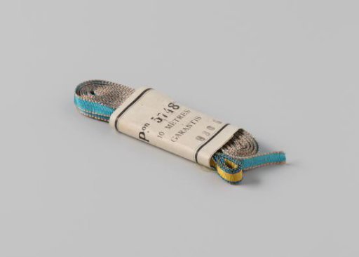 Ribbon, yellow, edged with blue on both sides