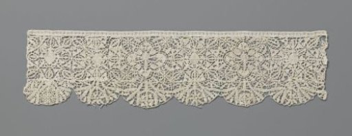 Strip of Needle Lace with Diamond and Rosette in Squares