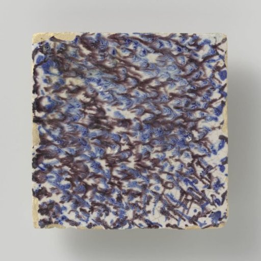 Tile, blue and manganese, with flame-patterned decoration