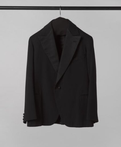 Jacket of black cloth, part of a smoking suit