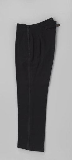 Trousers of black cloth, part of smoking suit