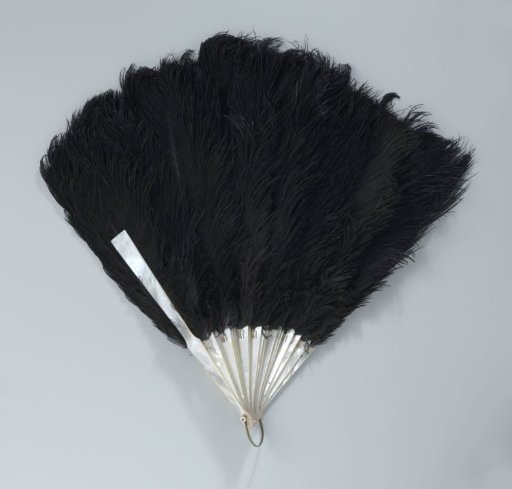 Fan with a mother-of-pearl mount and black ostrich feathers