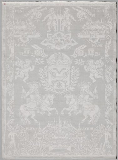 Napkin depicting the conquest of Neuhäusel, Gran, Buda and Pest by Leopold I, Emperor of Germany