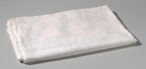 Linen Damask Napkin with a Floral Pattern and Coats of Arms