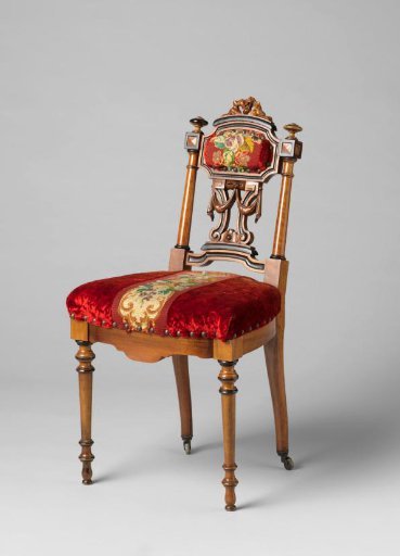 Chair upholstered with tripe and tapestry