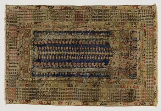 Prayer rug, so-called column prayer rug with two transverse panels, KULA