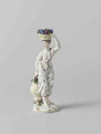 Figure of a woman with baskets filled with grapes