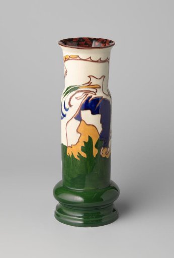 Earthenware vase decorated with stylized floral motifs