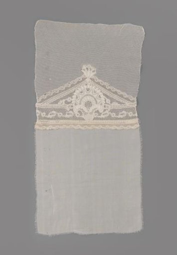 Modesty with white embroidery and strips and inserts of Valenciennes lace