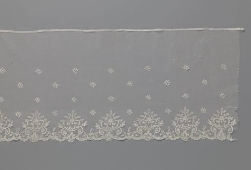 Strip of Appliqué Lace with Rosettes in Symmetrical Leafy Branches