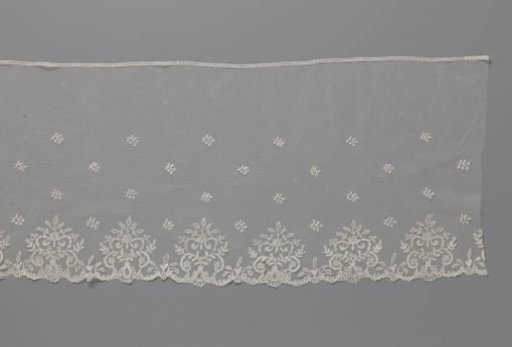 Strip of Appliqué Lace with Rosettes in Symmetrical Leafy Branches