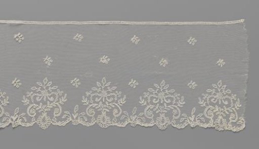Strip of Appliqué Lace with Rosettes in Symmetrical Leafy Branches