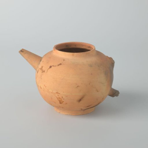 Teapot of unglazed earthenware (De Caluwe kiln waste)