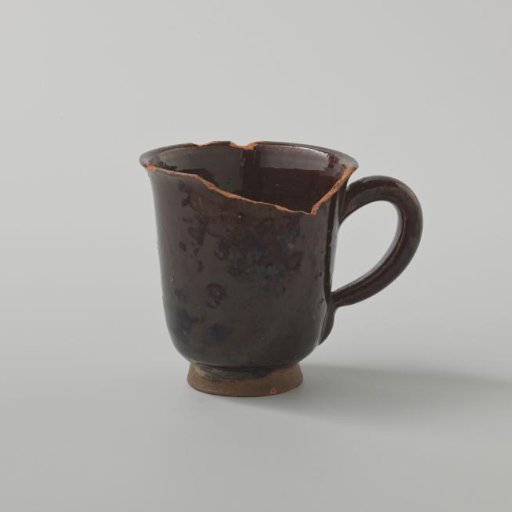 Ear Cup with Black Glaze (De Caluwe Kiln Waste)