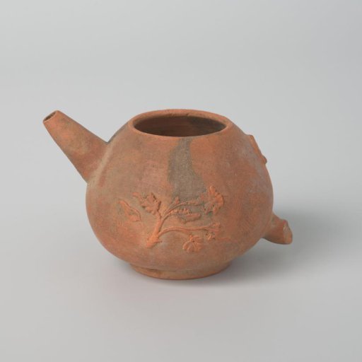 Pear-shaped teapot with relief decoration (De Caluwe kiln waste)