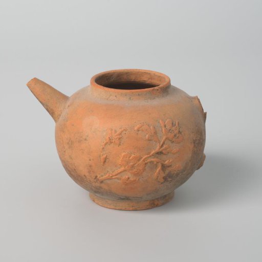 Teapot with tree branches in relief (De Caluwe kiln waste)