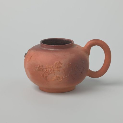 Teapot with Flower Branches in Relief (De Caluwe Kiln Waste)