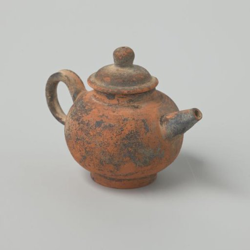 Teapot of unglazed earthenware (De Caluwe kiln waste)