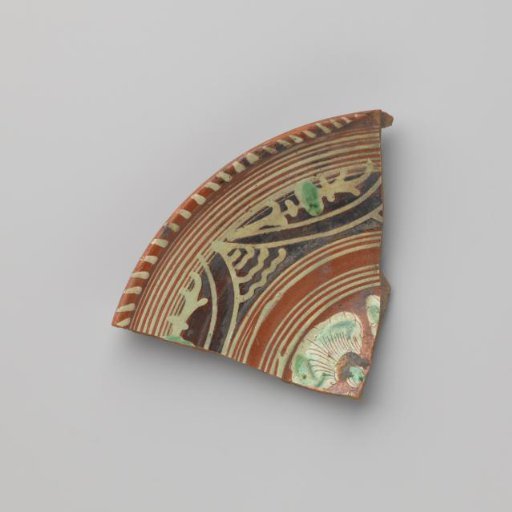 Dish, Fragment, with Flower Calyx in Slip Technique