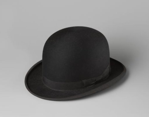 Bowler hat of black cloth