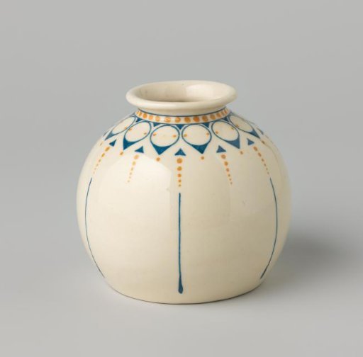 Vase with Geometric Ornament in Blue and Yellow