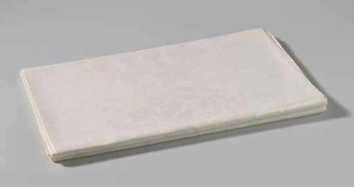 Linen damask tablecloth with a floral pattern