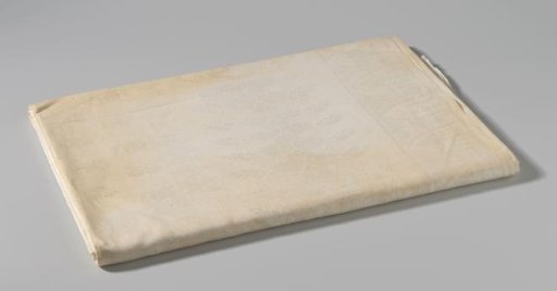 Linen damask tablecloth with a floral pattern