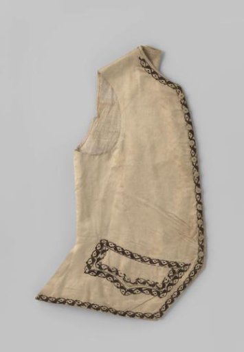 Vest of light beige satin with black embroidery