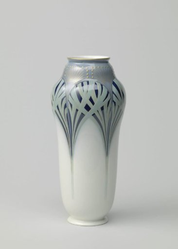 Vase with stylized leaves and an ornamental border
