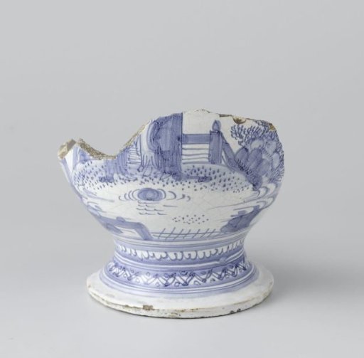 Vase, fragment, with Chinese figures in a landscape.