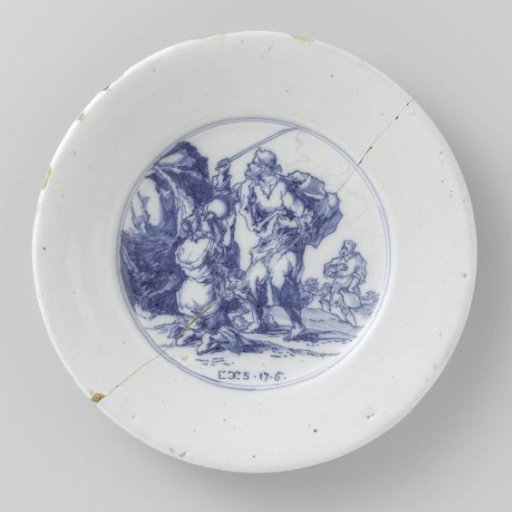 Plate, Painted with Moses Striking Water from the Rock