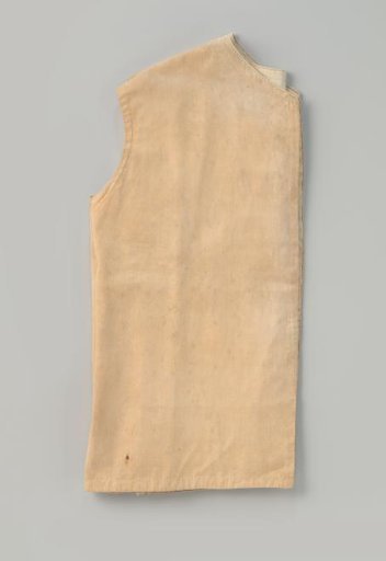 Men's coat of straw-colored twill cotton, with a fastening of hooks and eyes