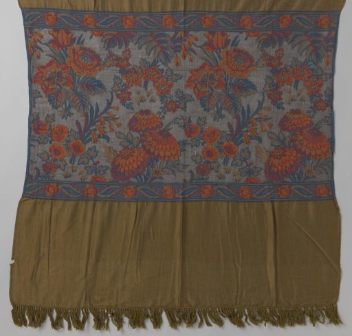 Curtain for a Serre in Bronze-Green Mesh Fabric, Pattern "Madras"