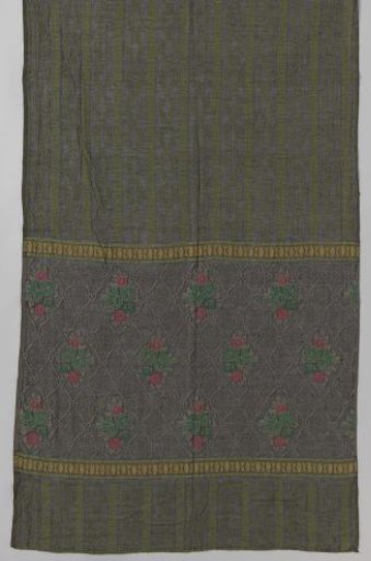 Curtain for a Serre in Black Mesh Fabric, Pattern "Madras"