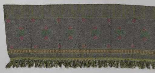 Curtain Valance for a Serre in Black Mesh Fabric, Pattern "Madras"