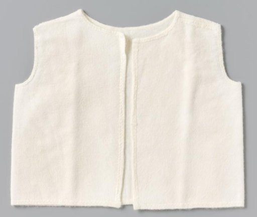Baby shirt of white flannel with a border in white flannel stitch
