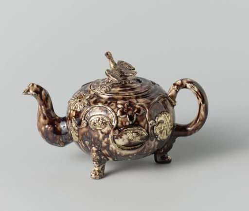 Teapot with Lid of Hard-Baked Earthenware; Staffordshire.