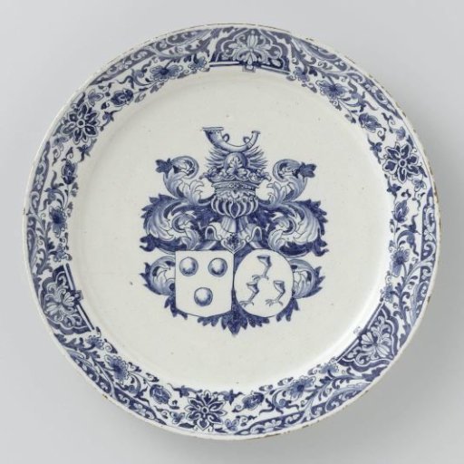 Plate with the alliance coat of arms of Franc Evertsz van Bleiswijk and Anna van Hoogenhouck