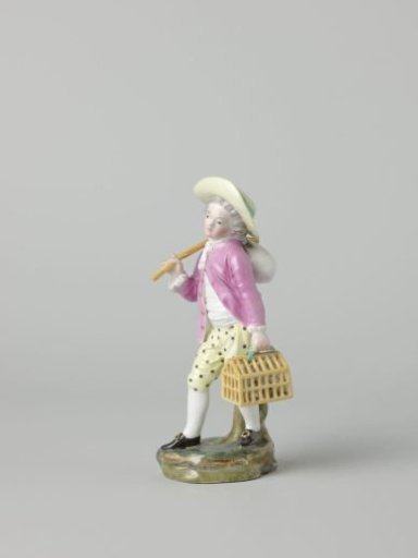 Figure of a boy with a bird in a cage