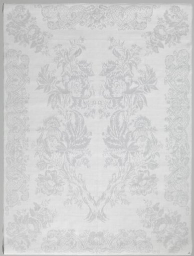 Linen damask napkin with a floral pattern