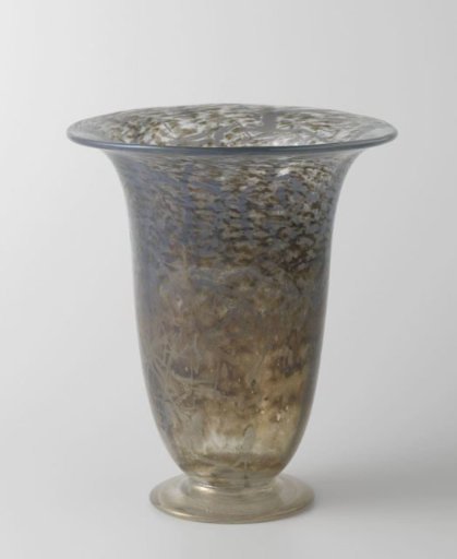 Vase with stripes and spots in brown and gray