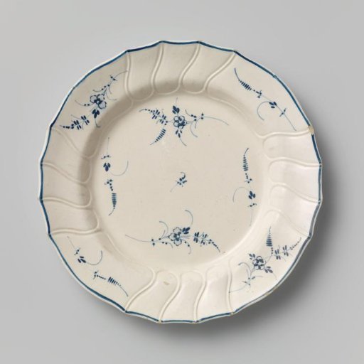 Plate of English hard-fired earthenware, Boch fine faience.