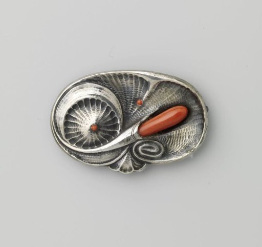 Brooch of Silver and Blood Coral