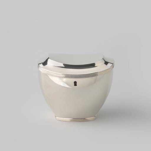 Tea caddy, rounded rectangular, with filigree edges